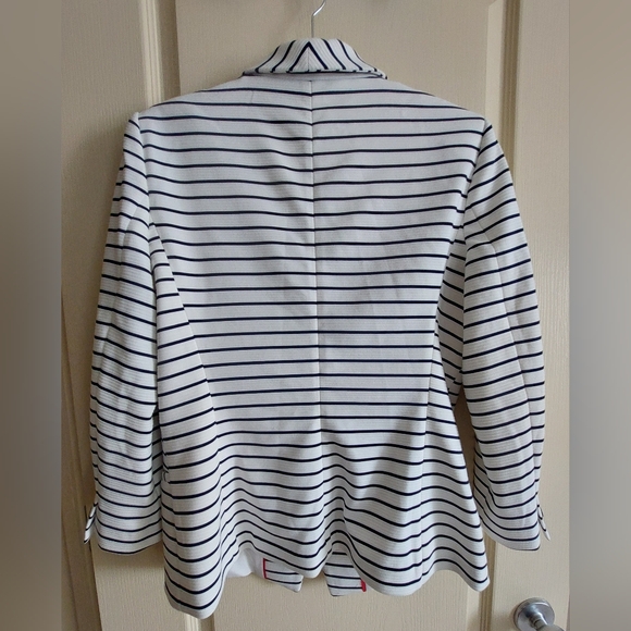 TOMMY HILFIGER Nautical Blue White Striped Blazer. Women's Size 12. 🤍💙 - Picture 6 of 11